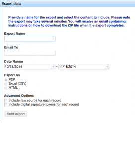 Export feature screenshot