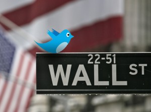 Twitter bird on Wall Street sign