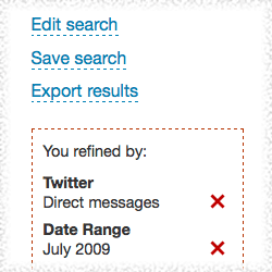 Close up of search results