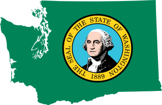 State flag map of Washington