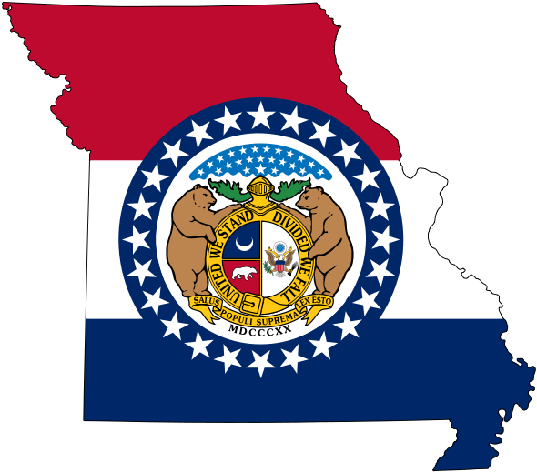 State flag map of Missouri