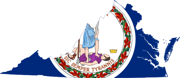 State flag map of Virginia