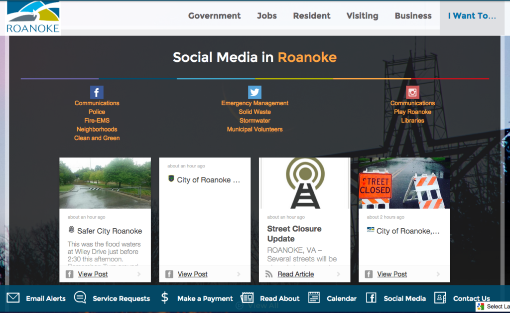 Screenshot of Roanoke VA Social Media Center
