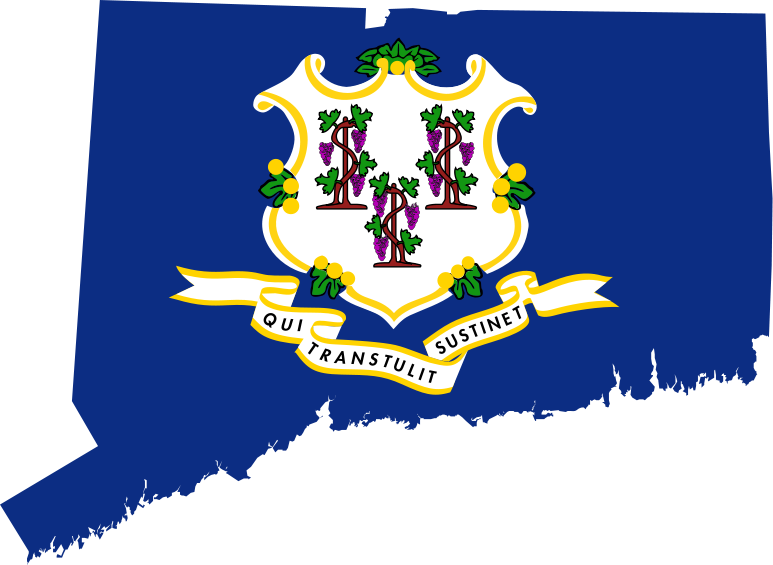 State flag map of Connecticut