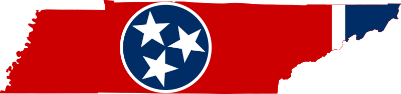State flag map of Tennessee
