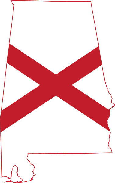 State flag map of Alabama