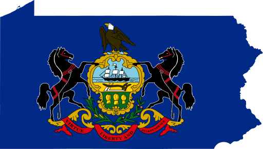 State flag map of Pennsylvania