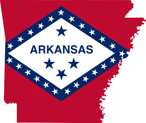 State flag map of Arkansas