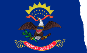 State Flag Map of North Dakota