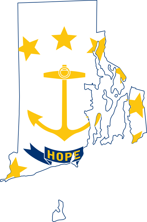 State flag map of Rhode Island