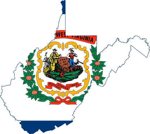 State flag map of West Virginia
