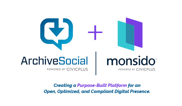 ArchiveSocial and Monsido logos, with combining for digital compliance text
